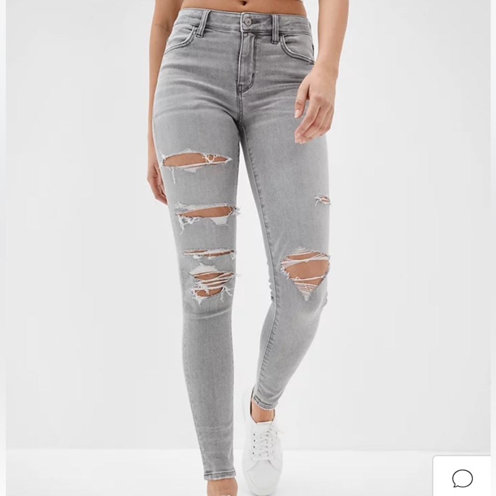 NWT AE Ne(x)t Level Ripped High-Waisted Jegging Sz:14